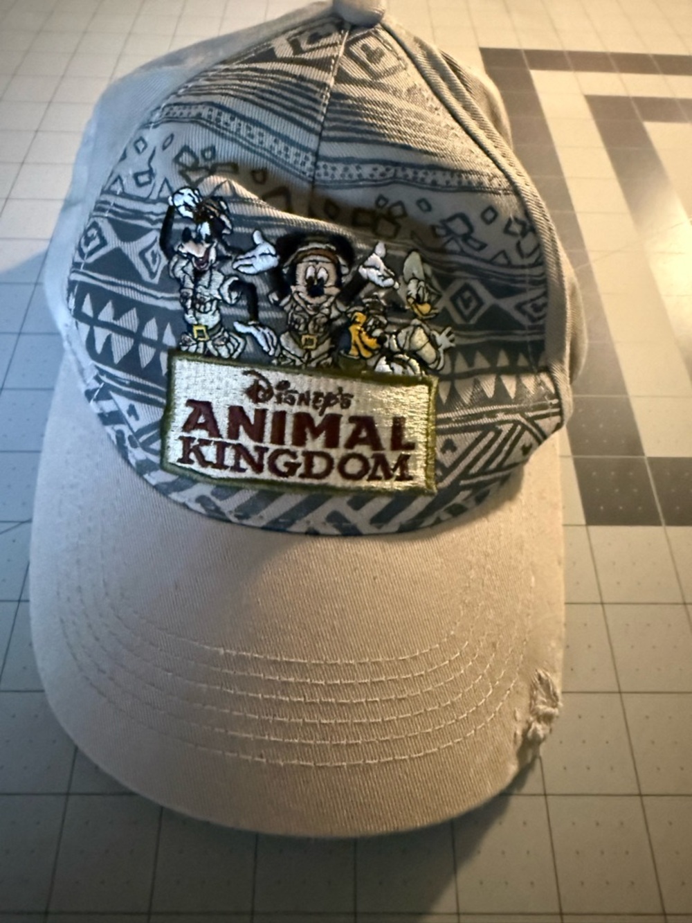 Disney Animal Kingdom Beige and Gray Patterned Kids Hat